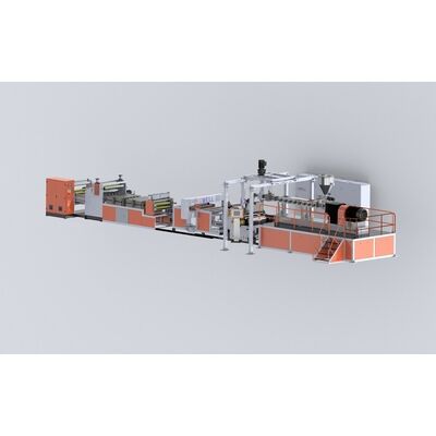 buy 450-1500kg/h PET thermoforming Sheet Production Line PET ，twin screw design widthout crystallization and drying process online manufacture