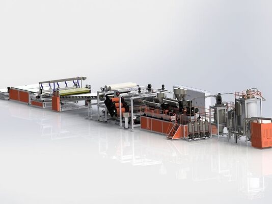 buy 1220-2100mm Width PC Sheet Extrusion Line with 0.8-8mm Thickness and Single Screw Design for Good Transparency Sheet Making online manufacture
